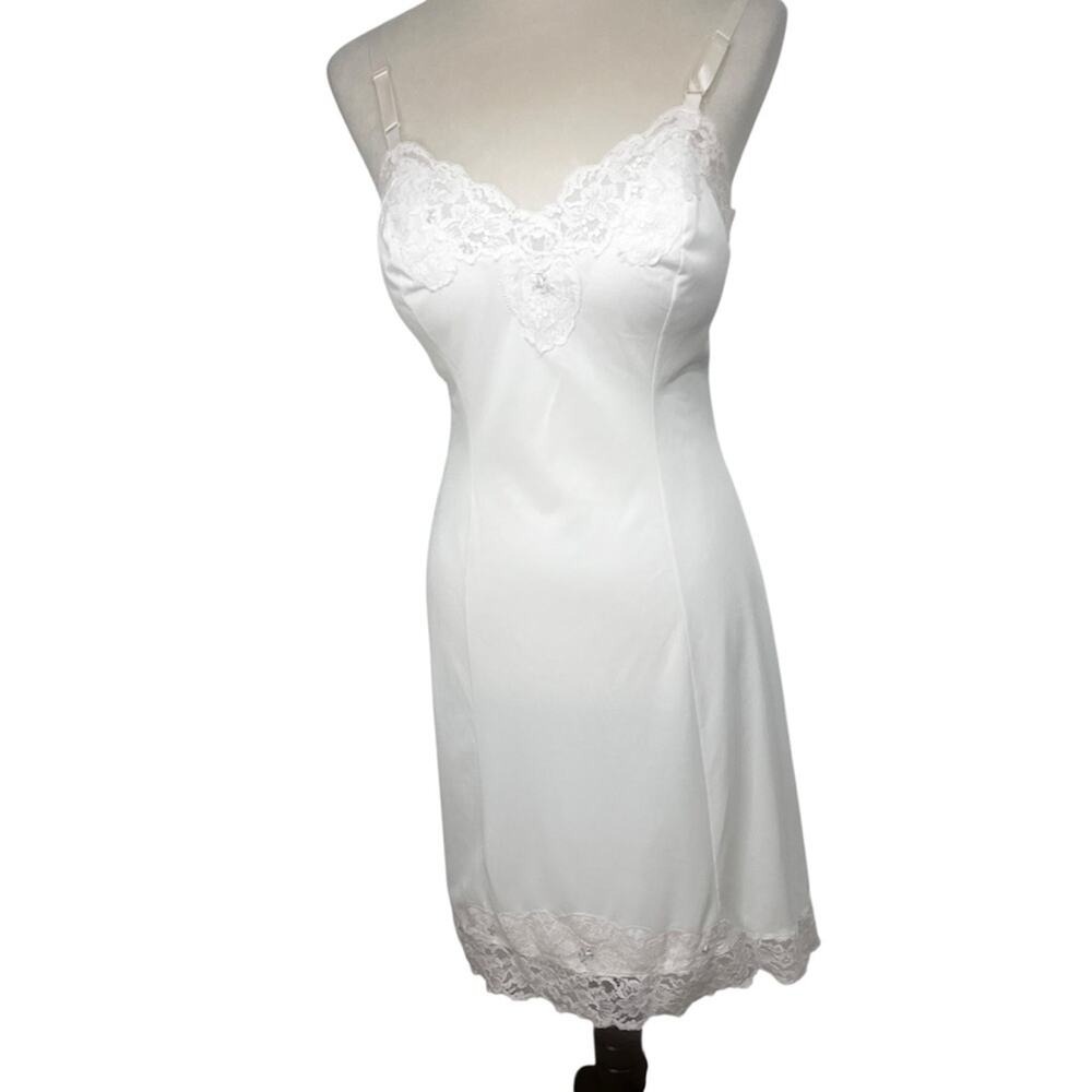 Vintage Shadowline Cream/Blush Slip w/ Pale Pink Lace | 80s 90s Coquette Fairy S